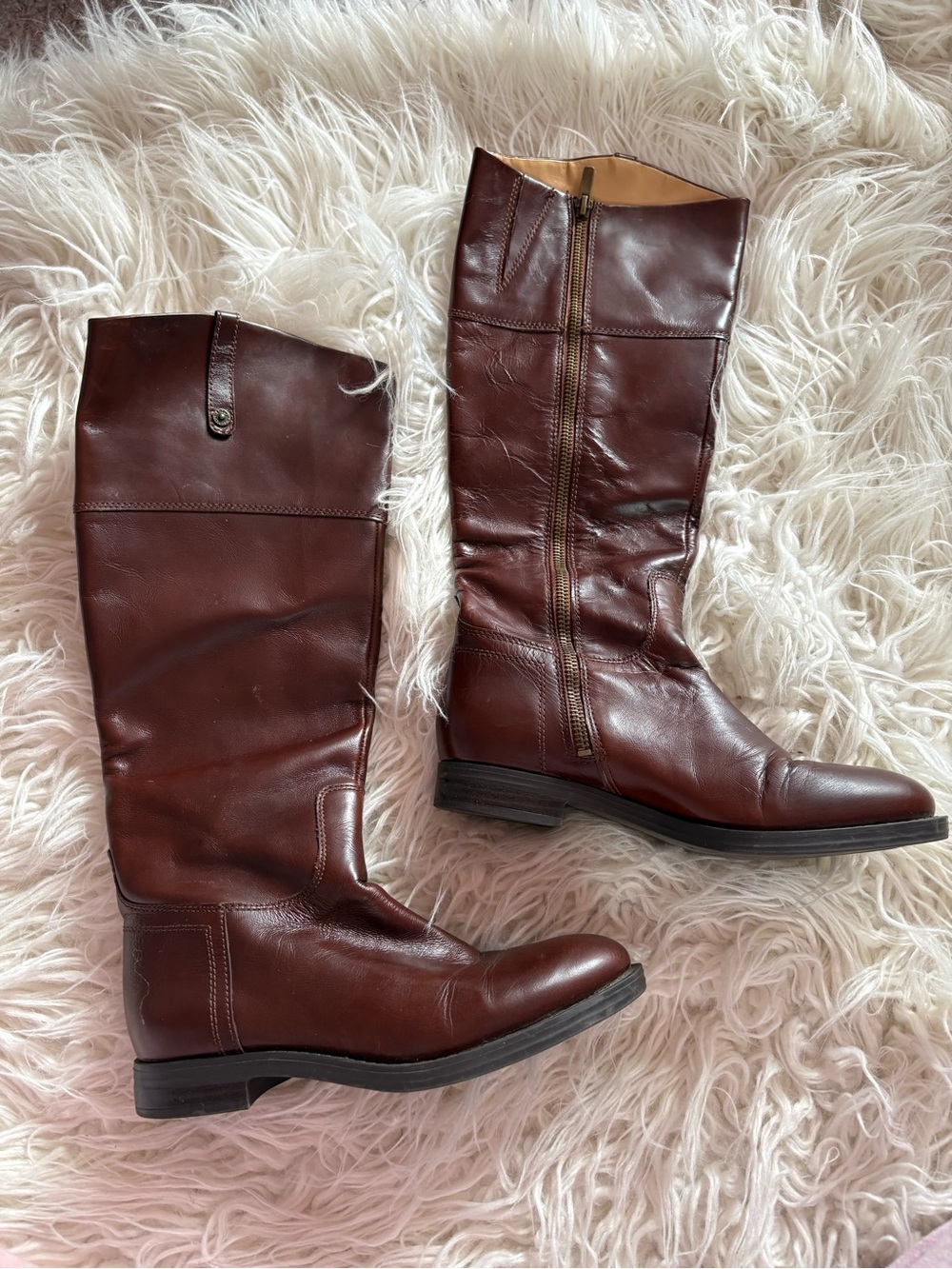 Enzo Angiolini Brown Leather Knee High Riding Boots Size 6M